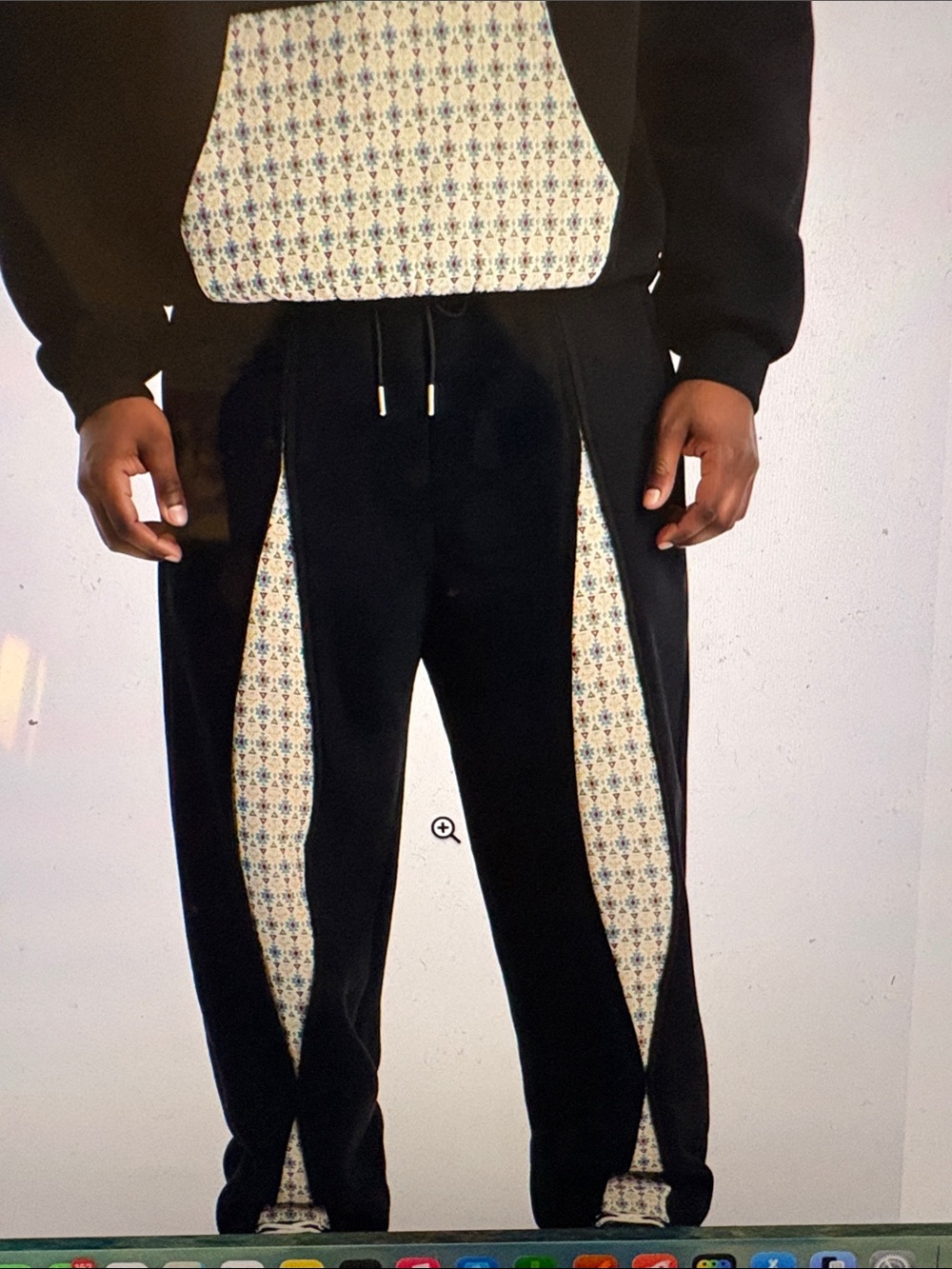 Fashion Nova Black Sweatpants with Cream Patterned Side Panels